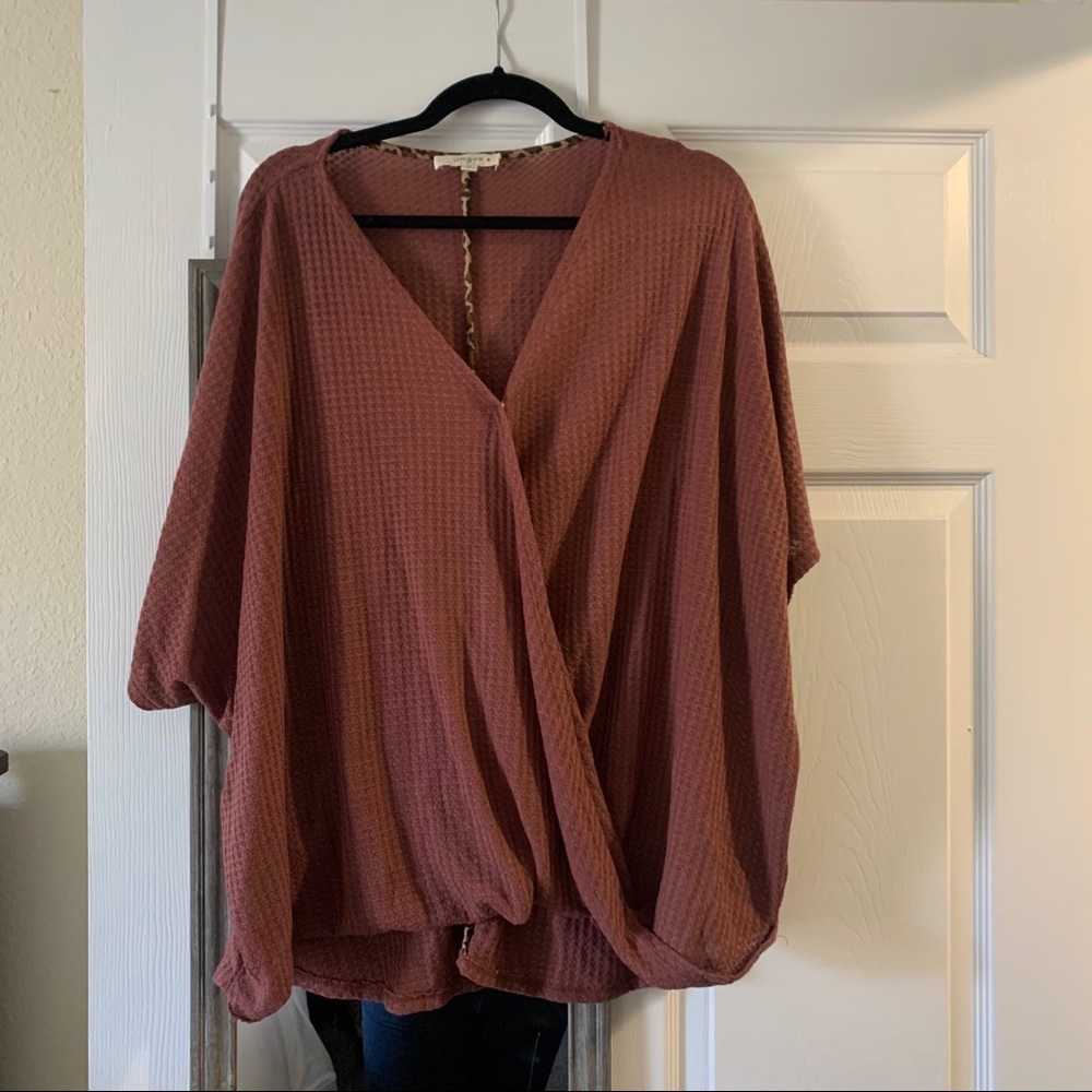 Pink Waffle Wrap Top